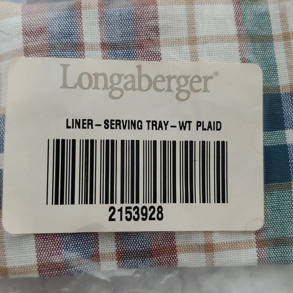 New Longaberger Plaid Fabric Serving Tray Liner Woven Traditions